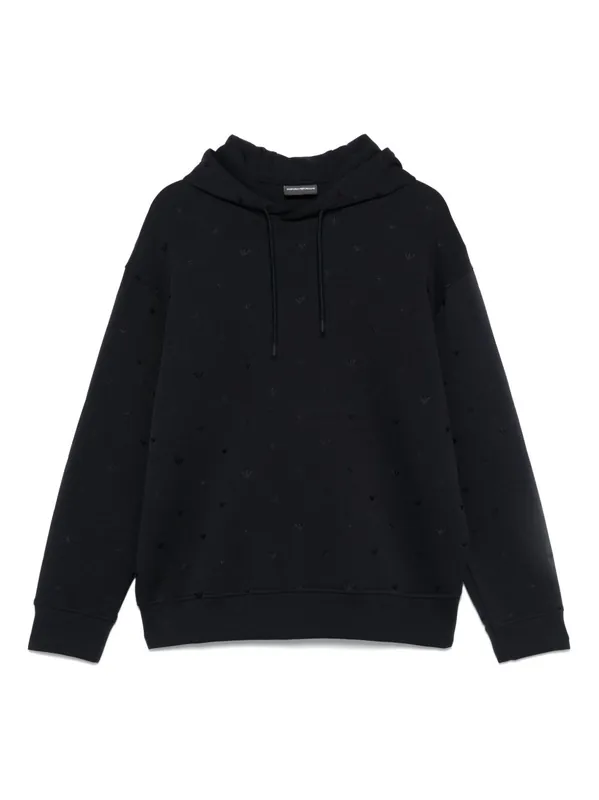 Allover Logo Cotton Sweatshirt - Emporio Armani