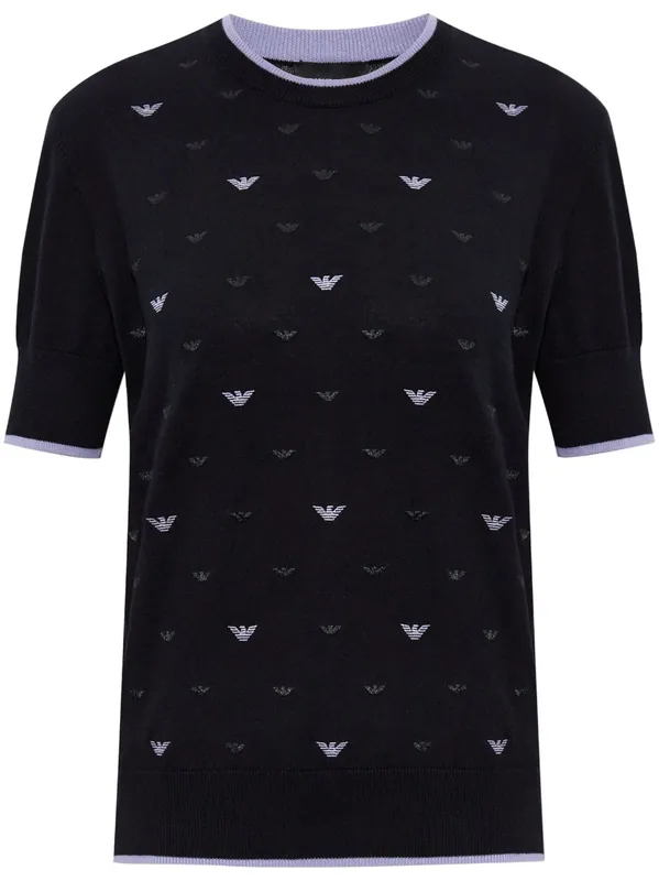 Allover Logo Cotton Sweater - Emporio Armani
