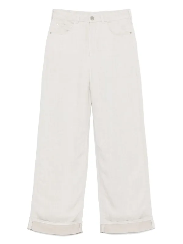 Linen Blend Wide-Leg Jeans