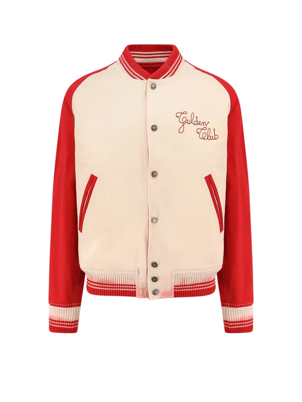 Nic Cotton Jacket With Maxi Golden Club Embroidery - Golden Goose
