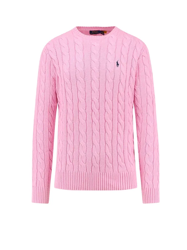 Cable Knit Cotton Sweater With Iconic Logo - Polo Ralph Lauren
