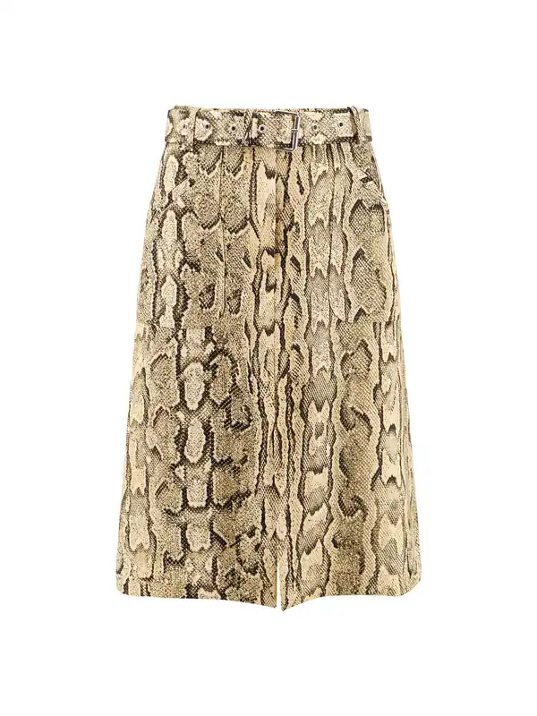 Sheraz Viscose And Cotton Skirt With Reptile Print - Dries Van Noten