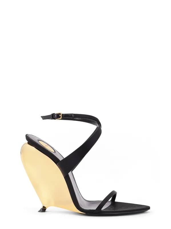Tallulah 110 Satin Sandals With Sculptural Wedge Heel - Saint Laurent