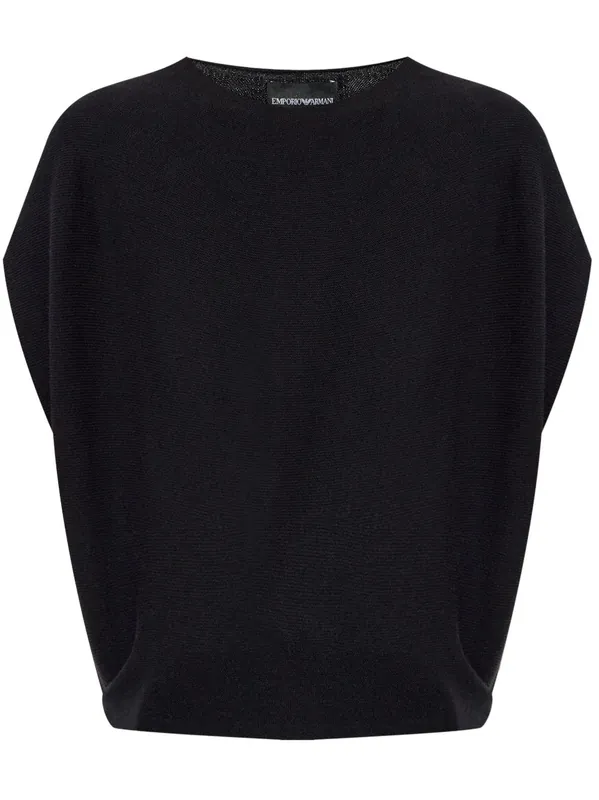Cotton Blend Knitted Top - Emporio Armani