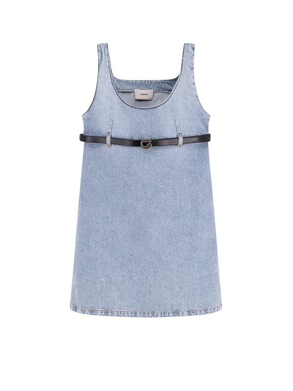 Denim Mini Dress With Belt - Coperni