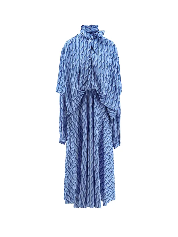 Printed Fabric Long Dress - Balenciaga