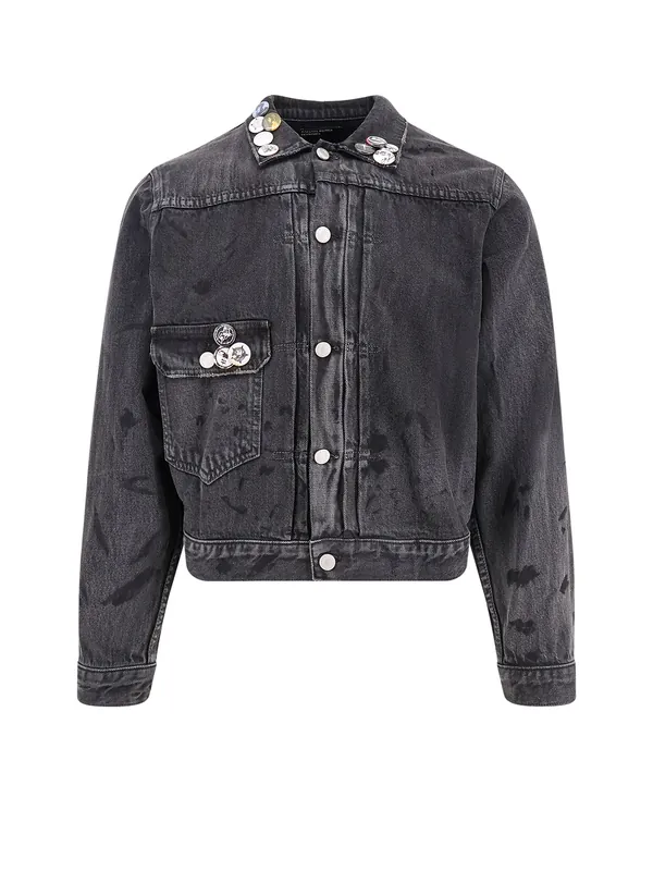 Denim Jacket With Distressed Effect - Enfants Riches Déprimés