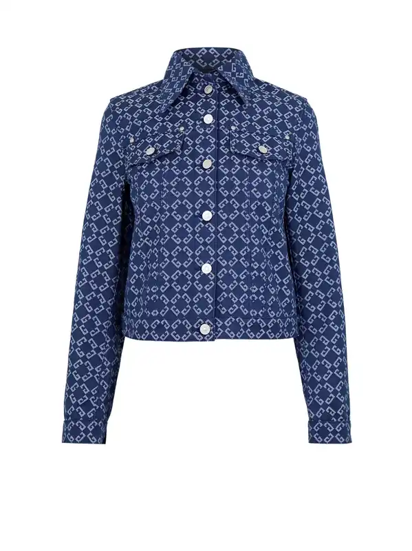 Denim Jacket With All-Over Logo