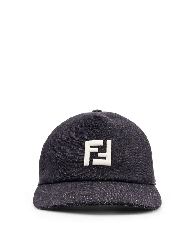 Denim Baseball Hat With Logo Embroidery - Fendi