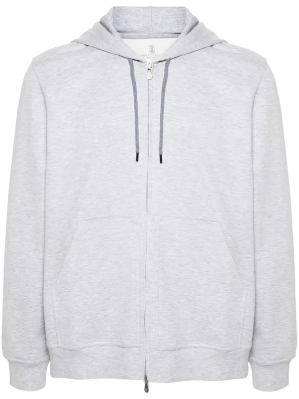 Cotton Blend Zipped Hoodie - Brunello Cucinelli