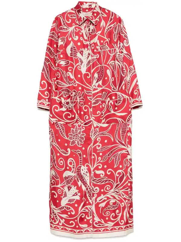 Printed Silk Long Shirtdress - F.R.S .