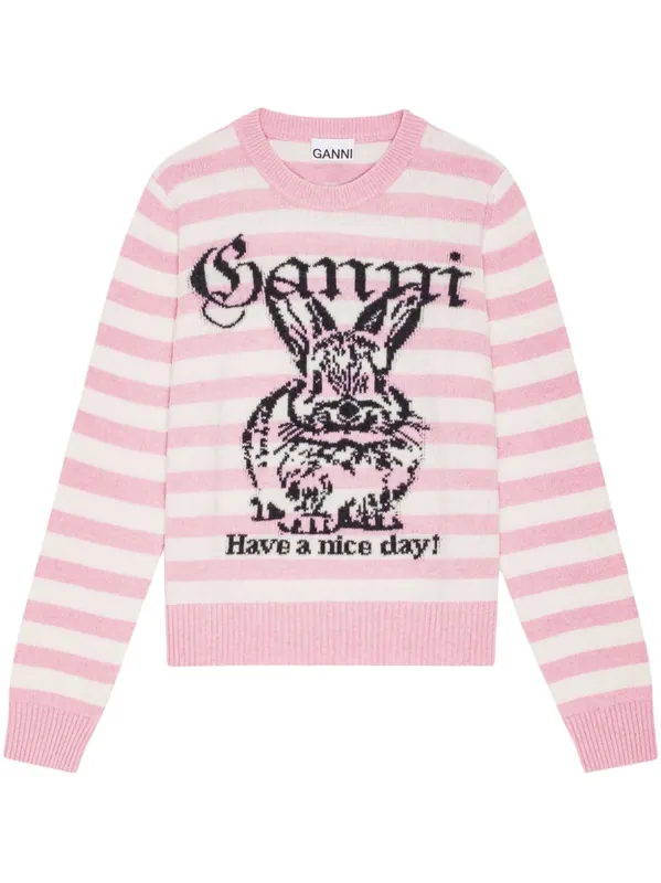 Bunny Wool Crewneck Jumper - Ganni
