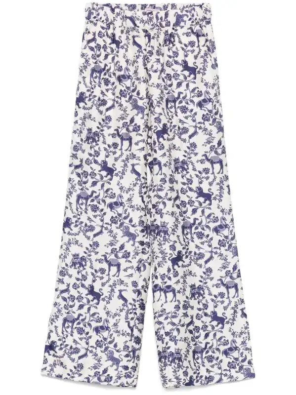 Printed Silk Trousers - Alberto Biani
