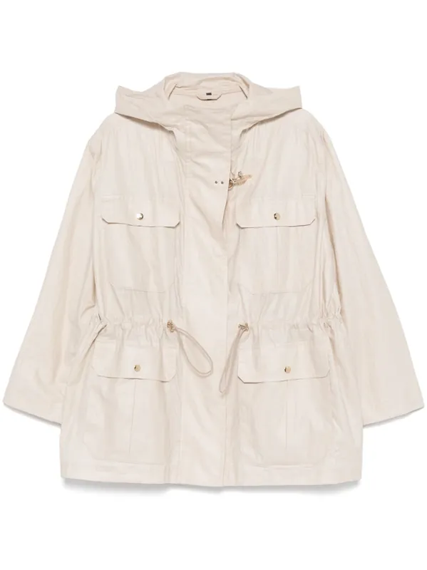 Linen And Cotton Blend Parka Coat - Fay