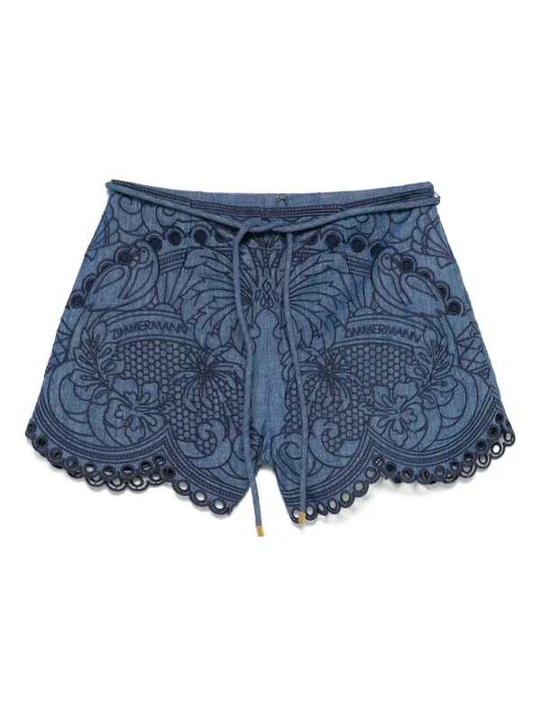 Coco Embroidered Denim Shorts - Zimmermann