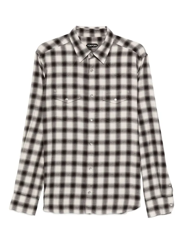 Cotton Blend Checked Shirt - Tom Ford