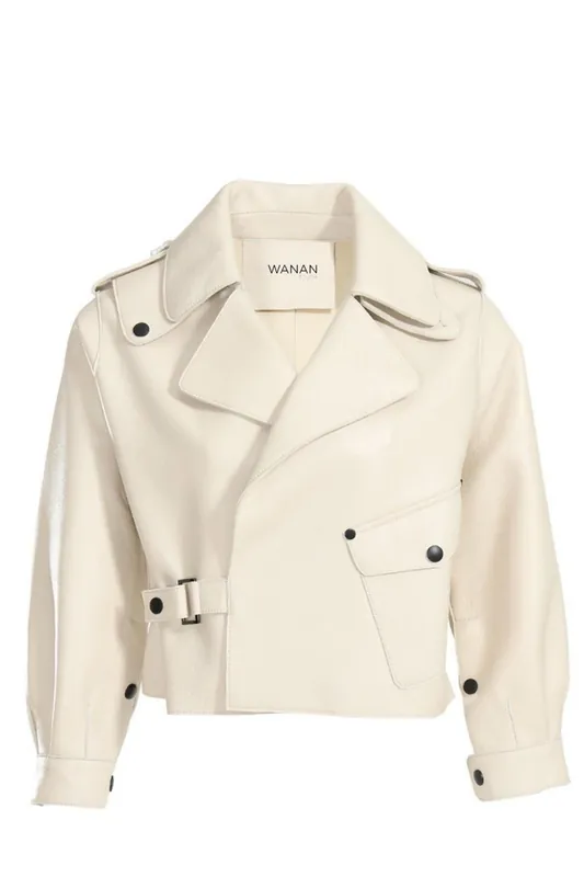 Ilaria Jacket in White Lambskin Leather - Wanan Touch