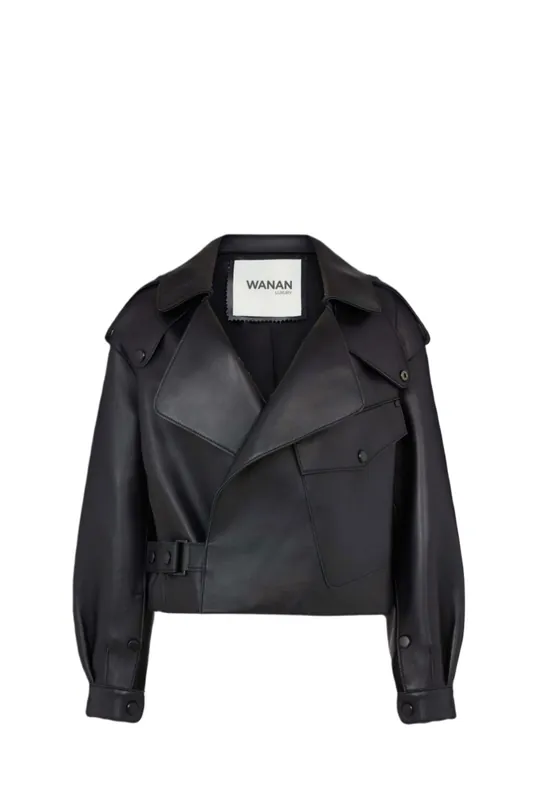 Ilaria Jacket in Black Lambskin Leather - Wanan Touch