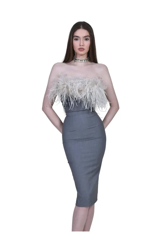 Co ord Era Longuette in Grey Cotton - The Archivia