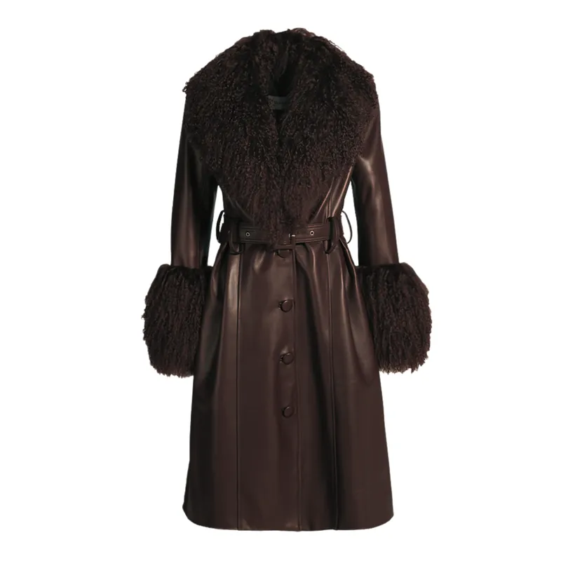 Sac Coat in Leather Brown - Wanan Touch