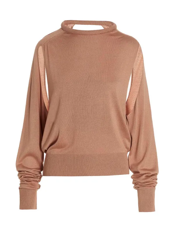 Cut Out Insert Top Sweater Sweaters And Cardigans Beige - Ramael