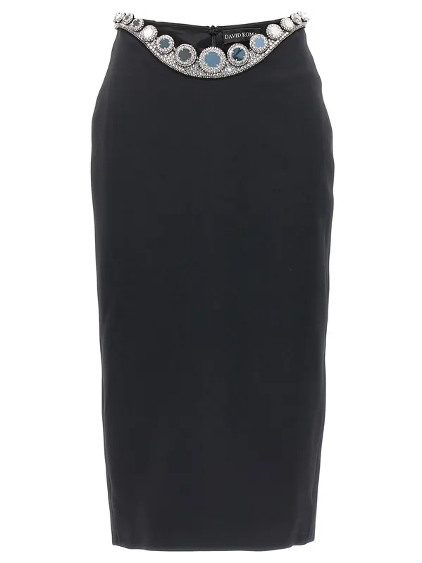 Puffer Circle Embroidery Skirts Black - David Koma