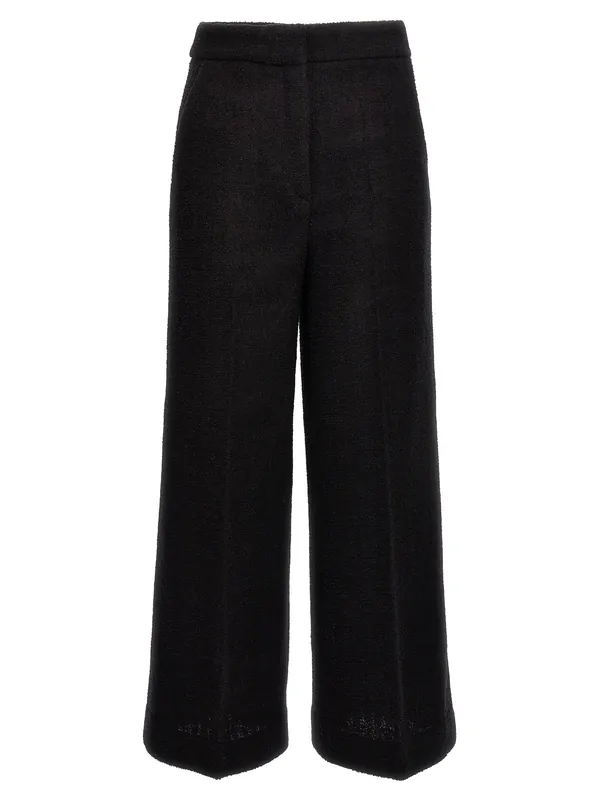 Cropped Bouclè Pants Black - Moschino