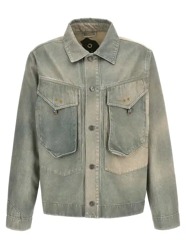 Traditional Denim Puffer Jackets Green - Objects Iv Life