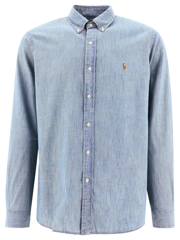 Custom-Fit Casual Chambray Shirt Shirts Light Blue