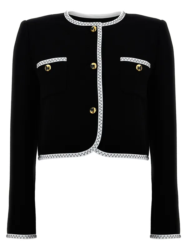 Crepe Short Jacket Blazer And Suits White/Black - Moschino