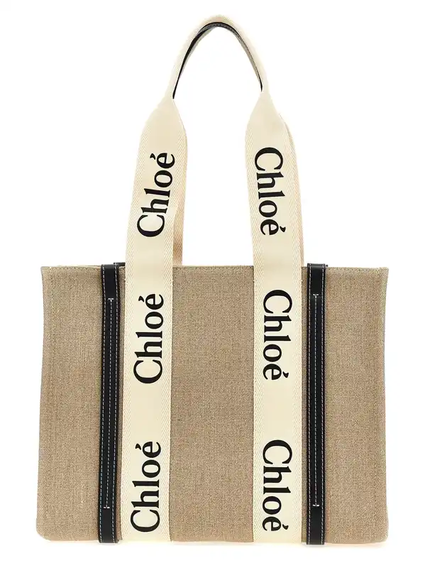 Woody Medium Tote Bag Beige - Chloé