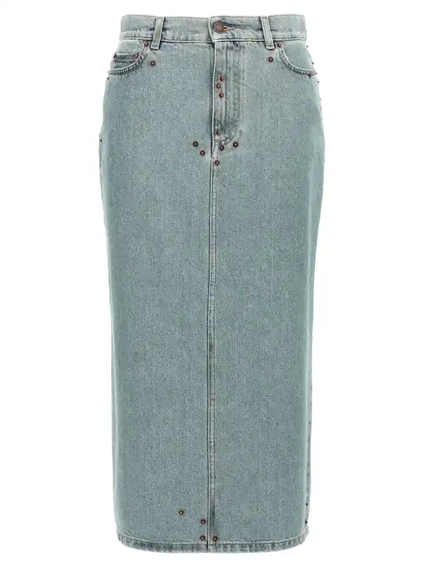 Rivets Denim Skirt Skirts Light Blue - Moschino