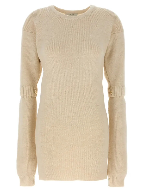 Knitted Dress With Removable Sleeves Dresses White - Lemaire