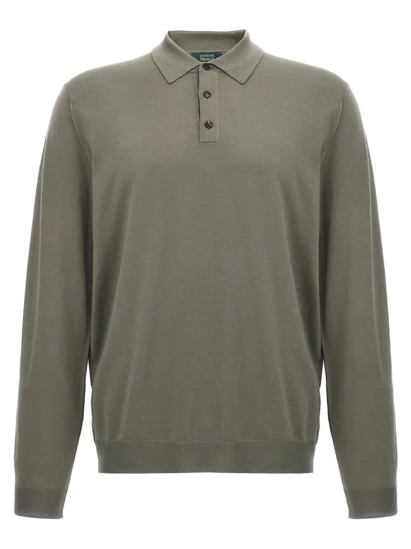 Wool Shirt Polo Gray - Zanone