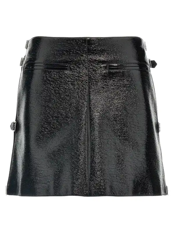 Mini Multi Sangle Vinyl Skirts Black - Courrèges