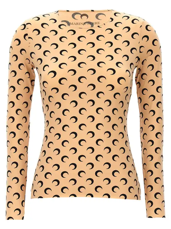 Moon Printed Jersey Tops Beige - Marine Serre
