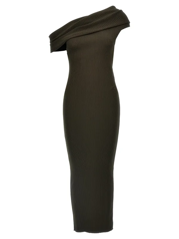 Twist Rib Knit Long Dresses Brown - Courrèges