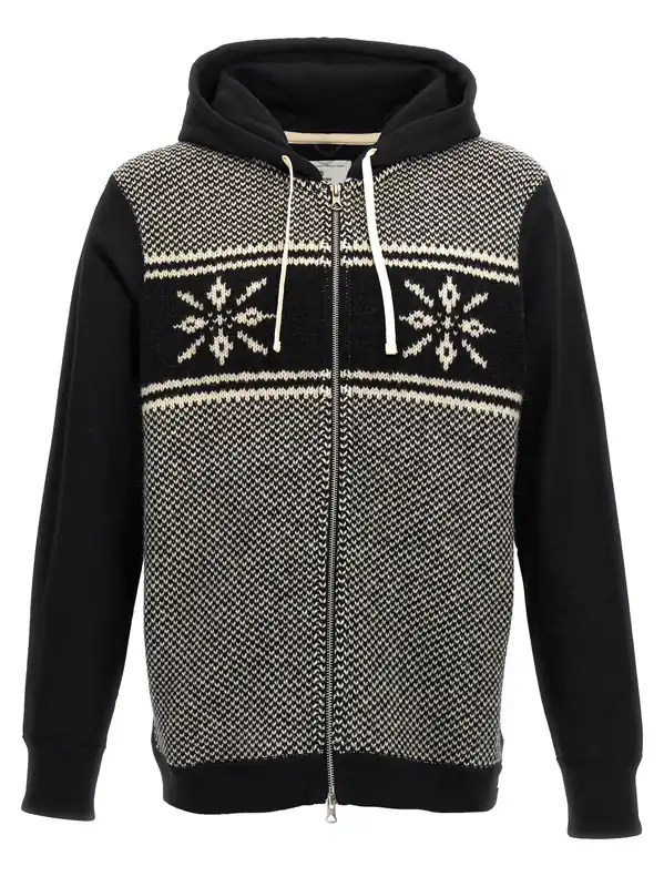 Jacquard Insert Hoodie Sweatshirt White/Black - Junya Watanabe