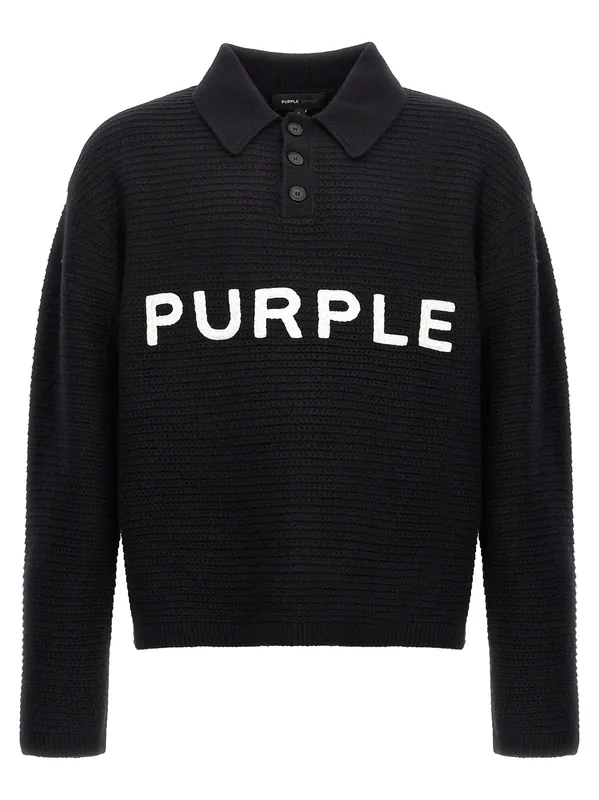 Logo Embroidery Sweater Sweaters And Cardigans Black - Purple Brand