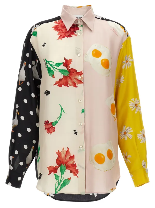 Patchwork Print Shirt Shirt And Blouse Multicolor - Moschino