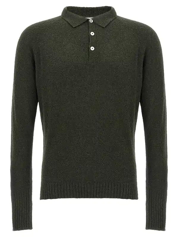 Bouclé Cotton Shirt Polo Green - Ma'Ry'Ya