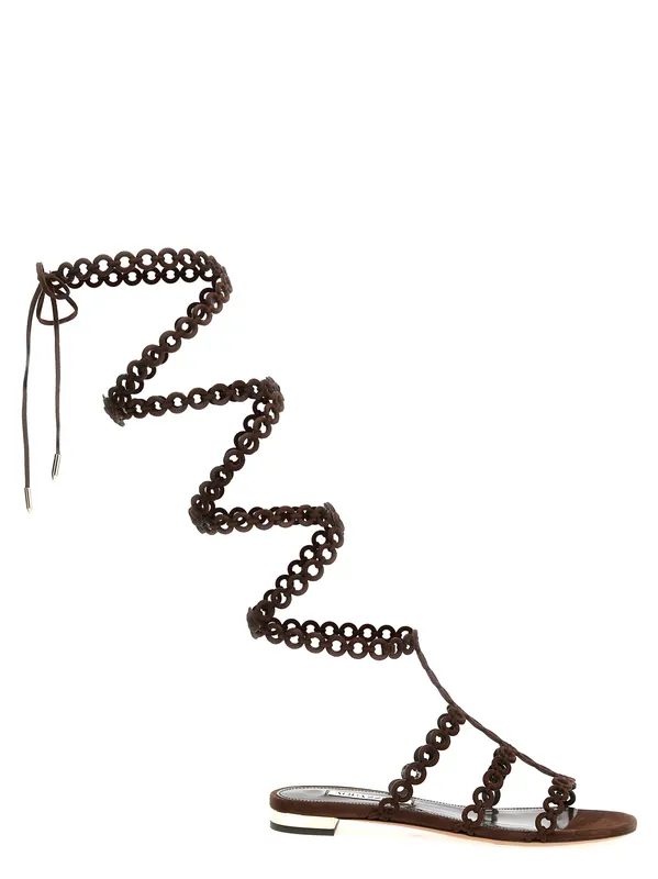 Infinity Chain Gladiator Sandals Brown - Aquazzura