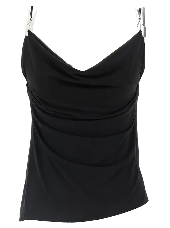 Draped Washing Clip Gala Tops Black - Coperni