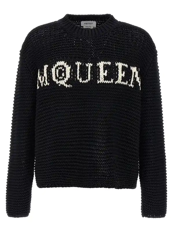 Logo Sweater Sweaters And Cardigans White/Black - Alexander McQueen
