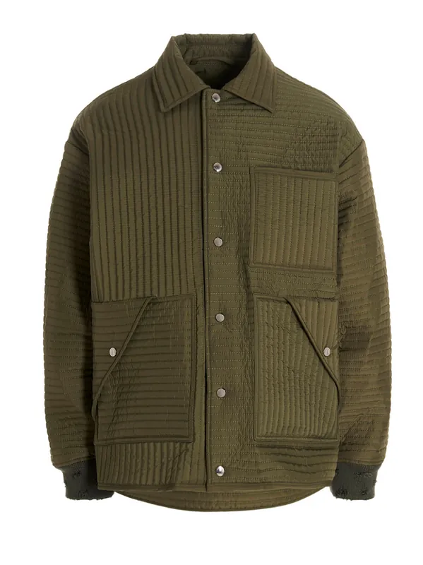 Chore Quilted Stripes Casual Jackets And Parka Green - Khrisjoy