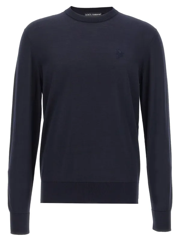 Logo Embroidery Sweater Sweaters And Cardigans Blue - Dolce & Gabbana