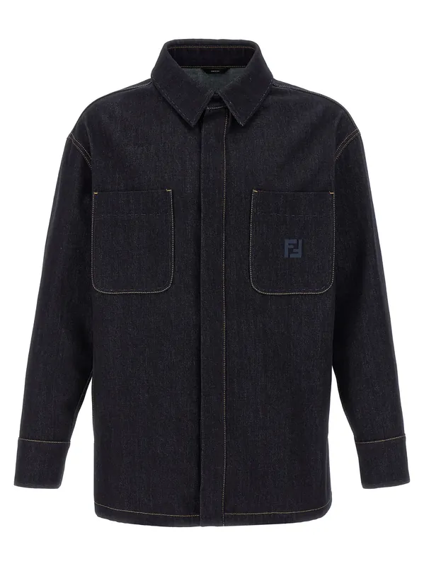 Saddlery Jacket Puffer Jackets Blue - Fendi