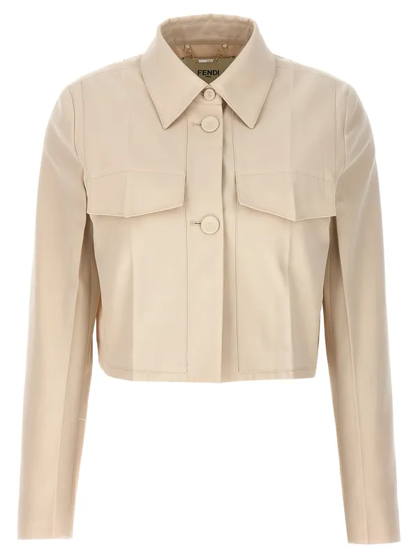 Tailored Crop Jacket Blazers Beige - Fendi