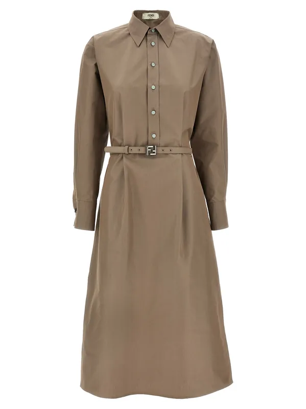 Chemisier Midi Dress Dresses Gray - Fendi