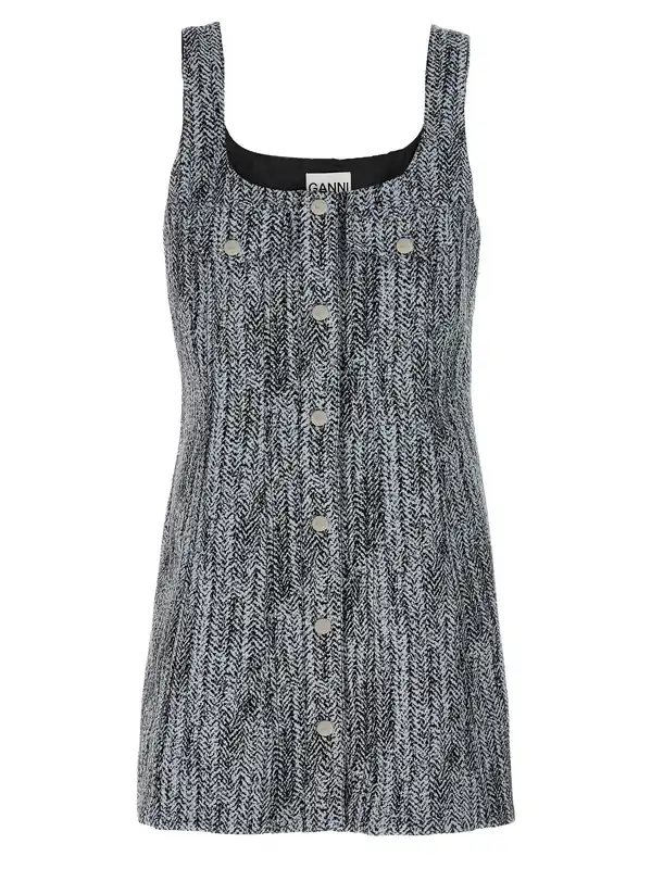 Tweed Dress Dresses Multicolor - Ganni